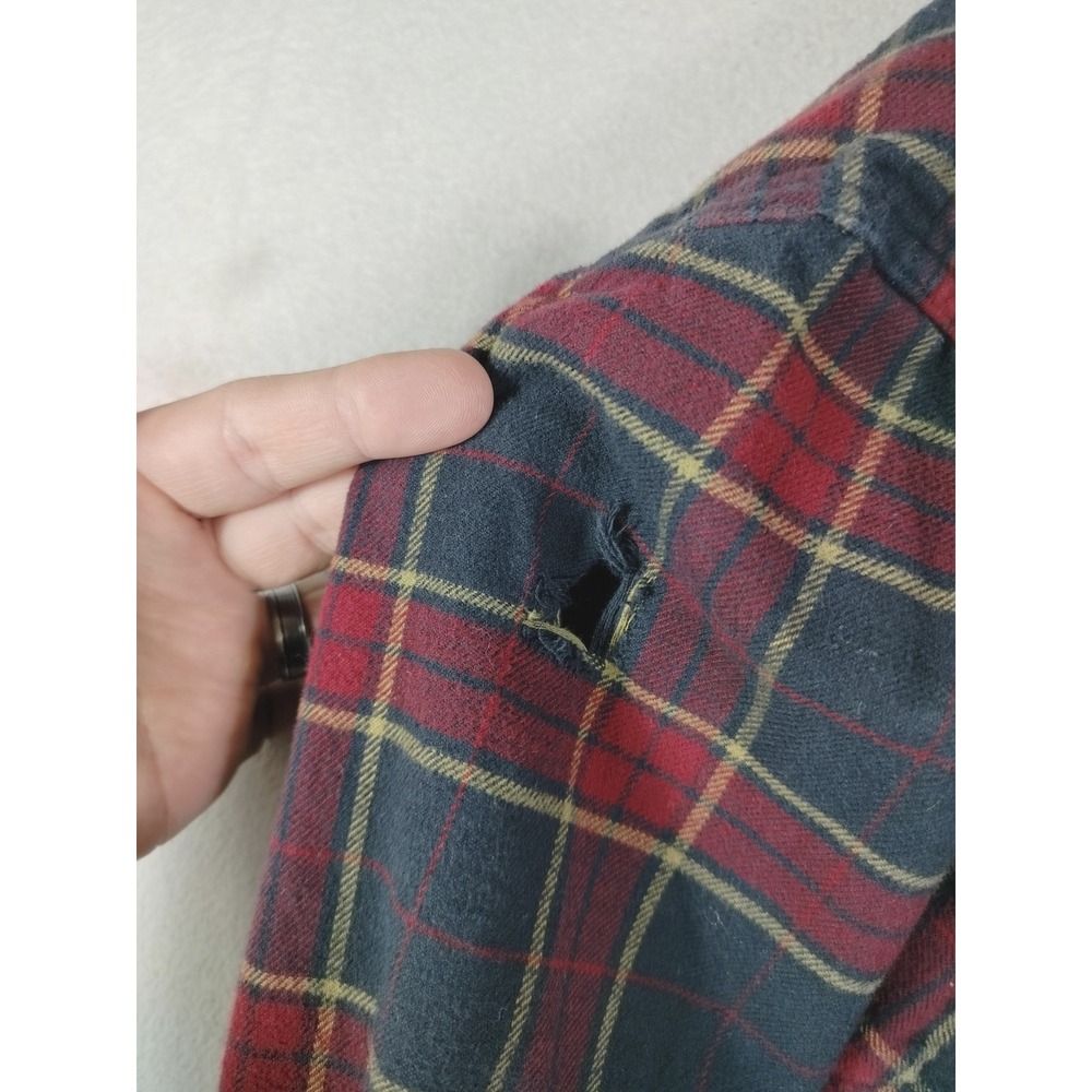 Vans Shirt Mens Medium Red Plaid Hooded Flannel Skater Skatelife Grunge Casual - Picture 9 of 14